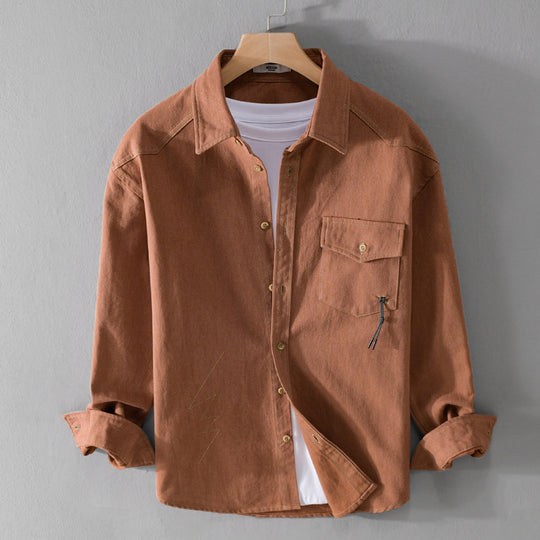Herren Relaxed-Overshirt aus Baumwoll-Twill mit aufgesetzter Brusttasche Nord Taschen