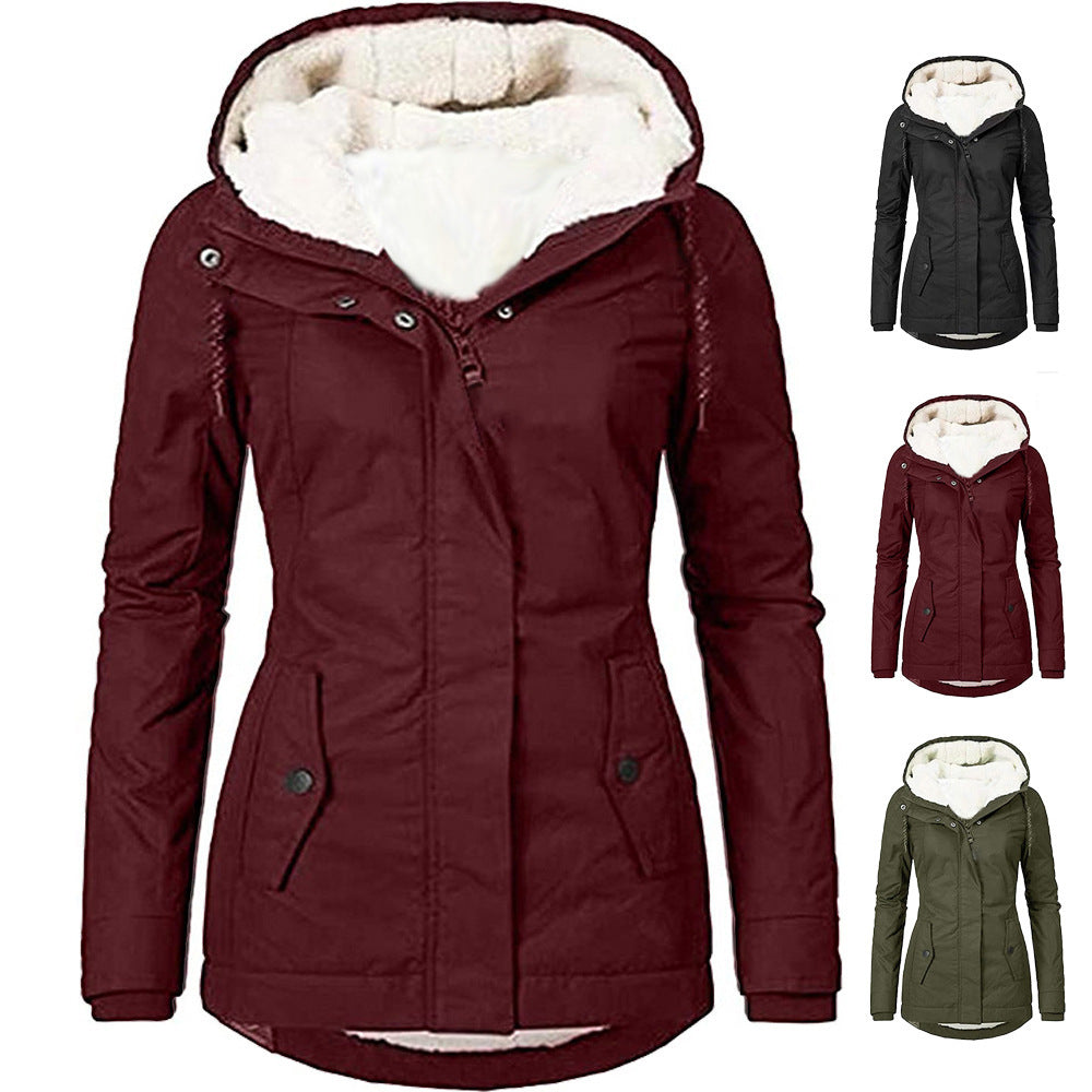 Damen Wasserabweisender Parka mit Teddyfutter, Kapuze und Taillierter Passform Nord Taschen