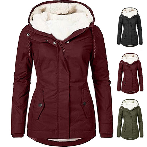 Damen Wasserabweisender Parka mit Teddyfutter, Kapuze und Taillierter Passform Nord Taschen