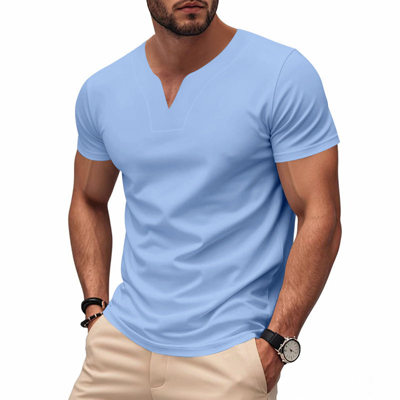 Herren kurzärmliges T-Shirt mit V-Ausschnitt und atmungsaktivem Stoff