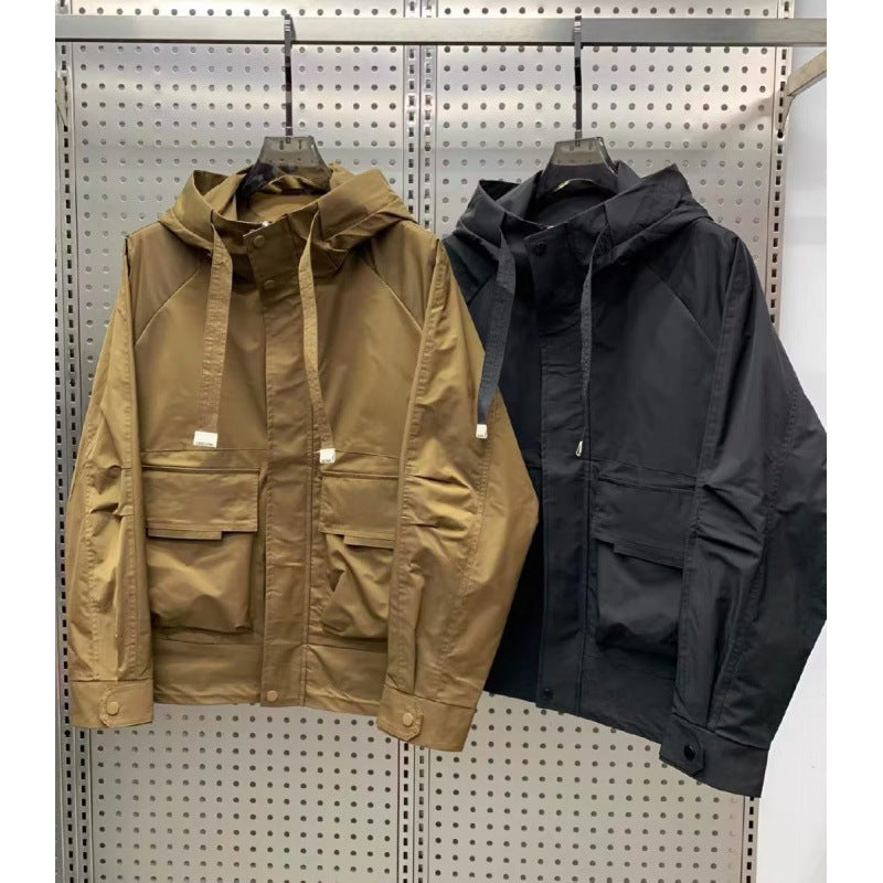 Herren Leichte Utility-Jacke mit Kapuze, mehreren Pattentaschen und verdecktem Reißverschluss Nord Taschen