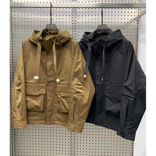 Herren Leichte Utility-Jacke mit Kapuze, mehreren Pattentaschen und verdecktem Reißverschluss Nord Taschen