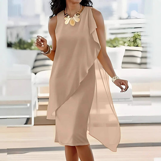 Damen asymmetrisches Chiffonkleid mit fließendem Schnitt