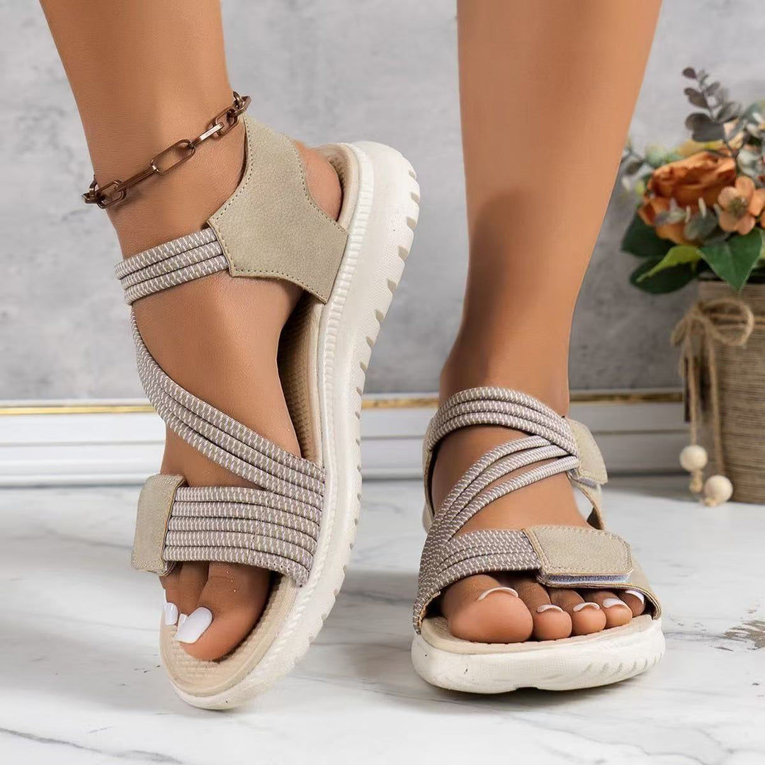 Damen bequeme Riemchensandalen mit verstellbaren Verschlüssen und dämpfender Sohle