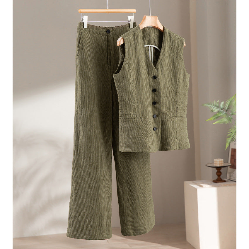 Damen Taillierte Cordweste mit V‑Ausschnitt und Eingrifftaschen Nord Taschen