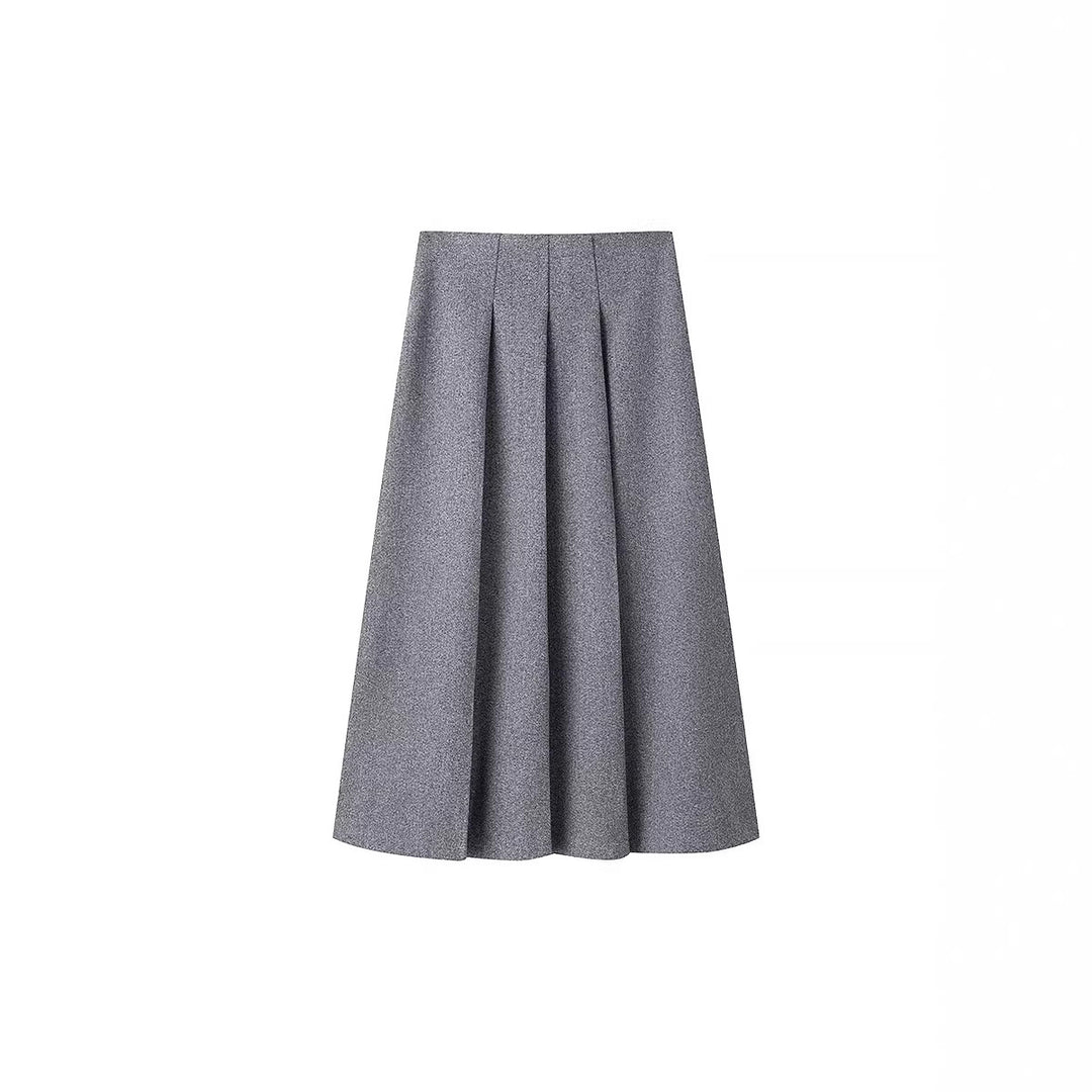 Damen Elegantes Wollmix-Kostüm mit tailliertem Kurzblazer und ausgestelltem Midirock Nord Taschen