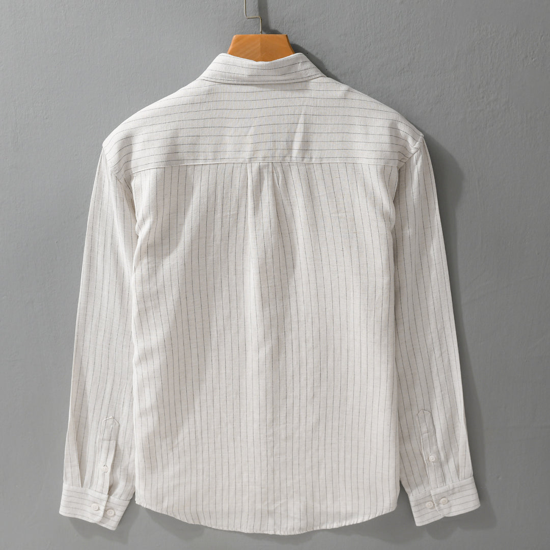 Herren Leichtes Nadelstreifen-Overshirt aus Leinen-Baumwollmix Nord Taschen