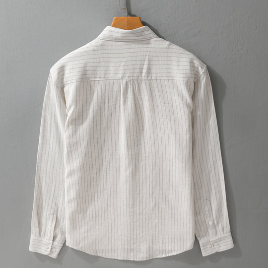 Herren Leichtes Nadelstreifen-Overshirt aus Leinen-Baumwollmix Nord Taschen
