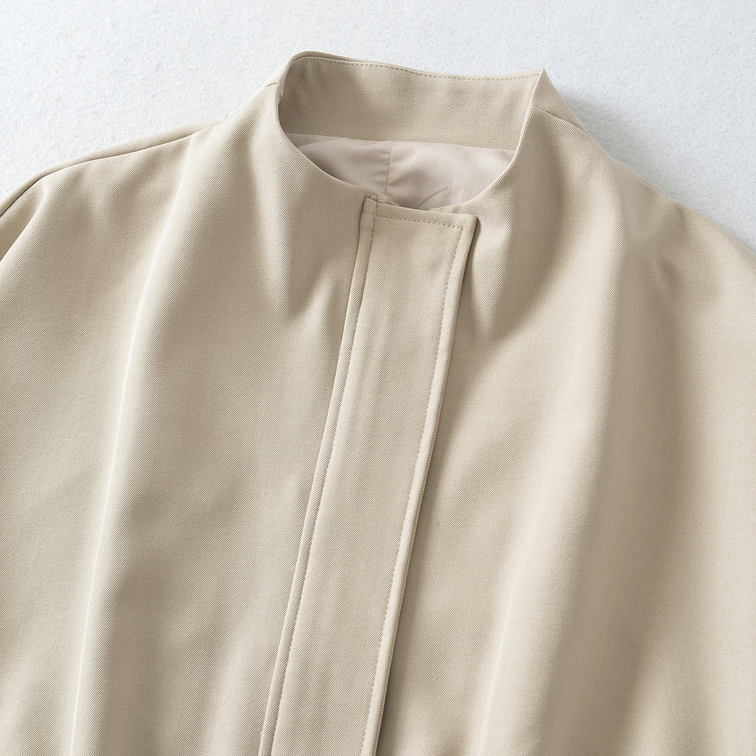 Damen Cropped Cape-Blouson mit Stehkragen, verdeckter Leiste und elastischem Saum Nord Taschen