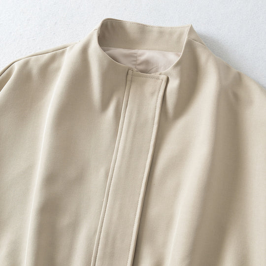 Damen Cropped Cape-Blouson mit Stehkragen, verdeckter Leiste und elastischem Saum Nord Taschen