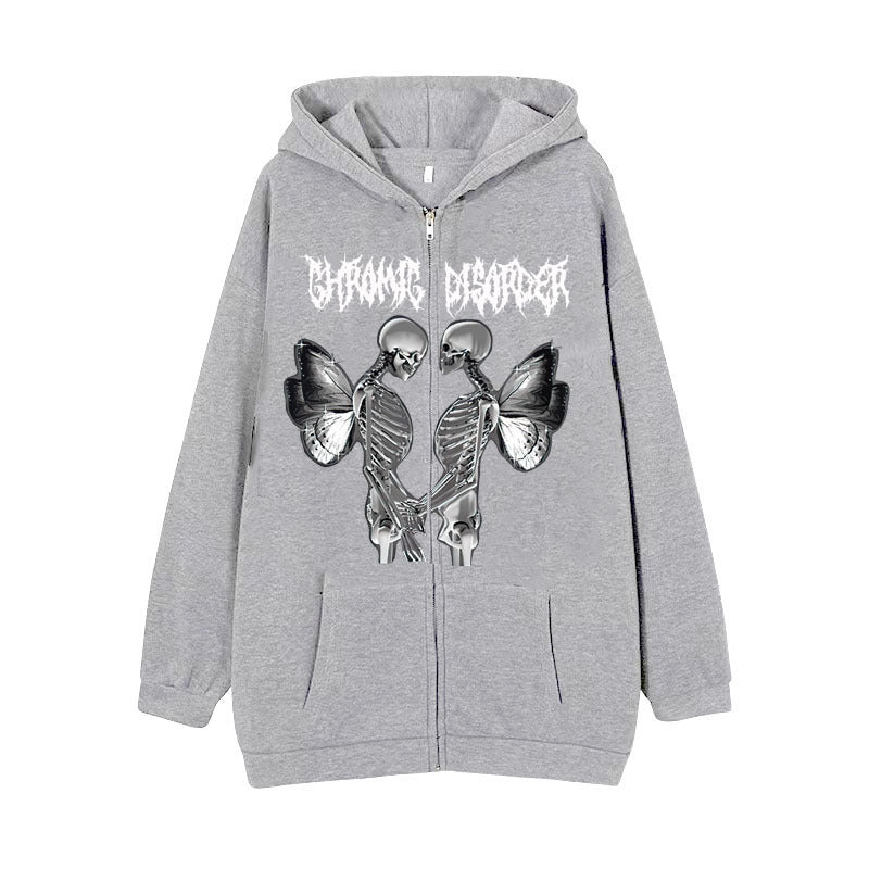 Damen nan Kapuzenjacke mit durchgehendem Reißverschluss und Rippenherz-Print Nord Taschen