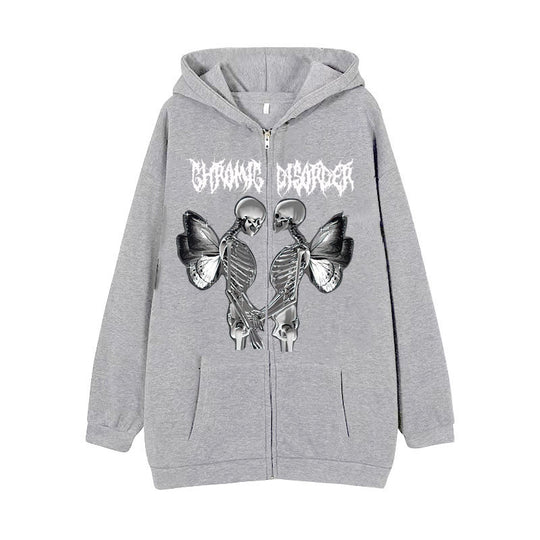 Damen nan Kapuzenjacke mit durchgehendem Reißverschluss und Rippenherz-Print Nord Taschen