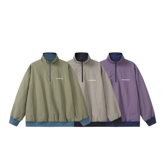 Unisex Oversize Windbreaker-Pullover mit halbem Reißverschluss und geripptem Saum Nord Taschen