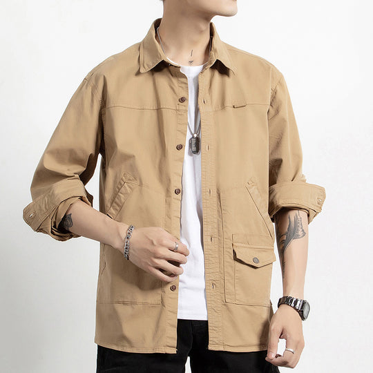 Herren Utility-Hemdjacke aus robustem Baumwoll-Twill mit Mehrfachtaschen Nord Taschen
