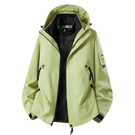 Herren Zwei-in-eins Wetterschutzjacke mit abnehmbarer Steppweste und verstellbarer Kapuze Nord Taschen