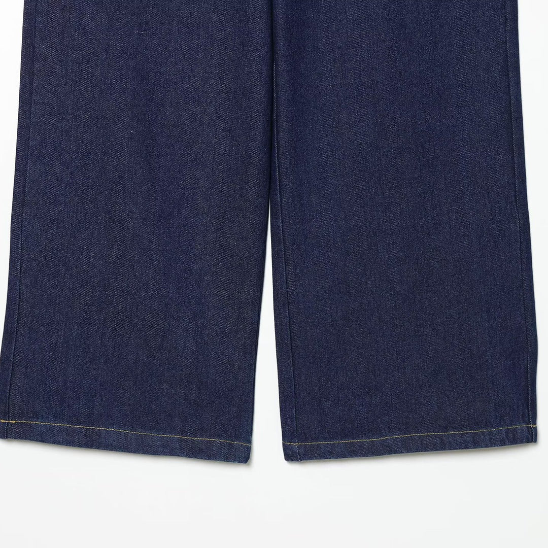 Damen Hochtaillierte Jeanshose kurz geschnitten mit weitem Bein und Fünf‑Taschen‑Schnitt Nord Taschen