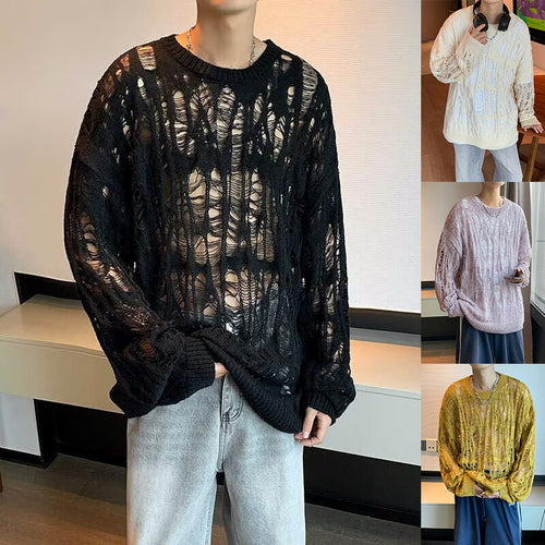 Herren Lässiger Strickpullover mit Lochmuster Nord Taschen