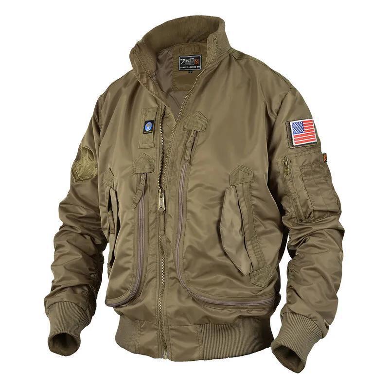 Herren Flieger-Bomberjacke mit Utility-Taschen, Ärmeltasche und geripptem Saum Nord Taschen