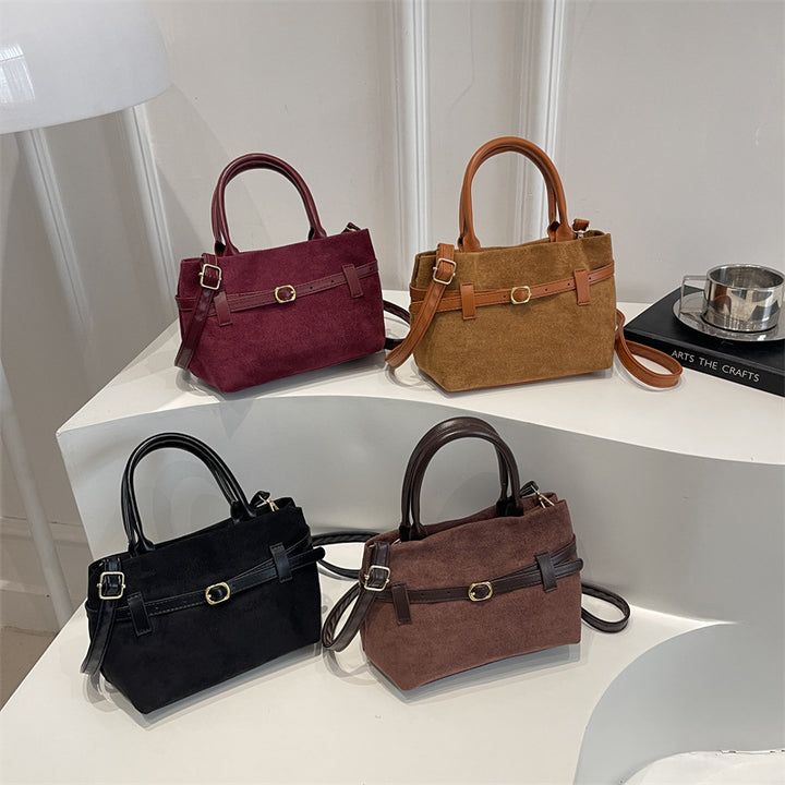 Damen elegante Wildlederhandtasche mit abnehmbarem Schulterriemen Nord Taschen