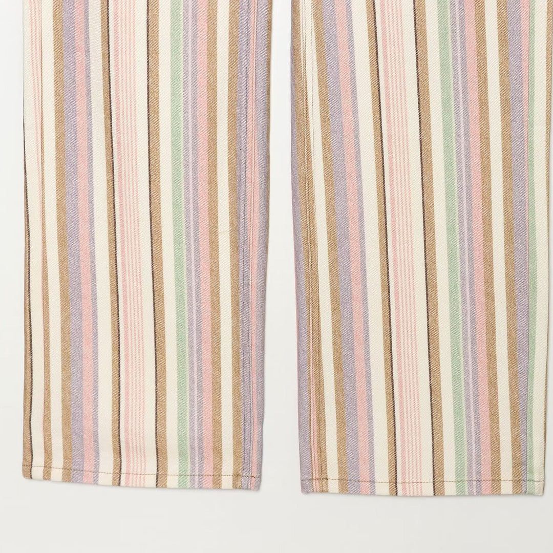 Damen Weite High-Waist-Jeans mit Längsstreifenmuster Nord Taschen