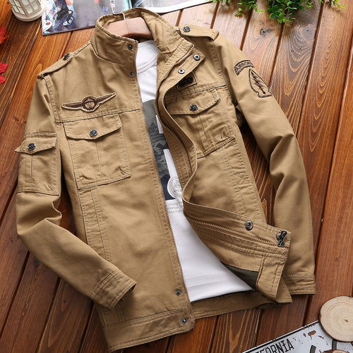 Herren  Canvas-Pilotjacke mit Schulterpatten, aufgesetzten Klappentaschen und verstärkter Frontpartie Nord Taschen