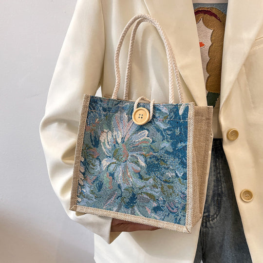 Damen Stoff-Shopper mit handgewebtem floralen Design Nord Taschen