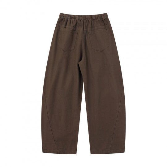 Damen Weite Culotte-Hose mit elastischem Bund, dekorativen Falten und geschwungenen Nahtdetails Nord Taschen