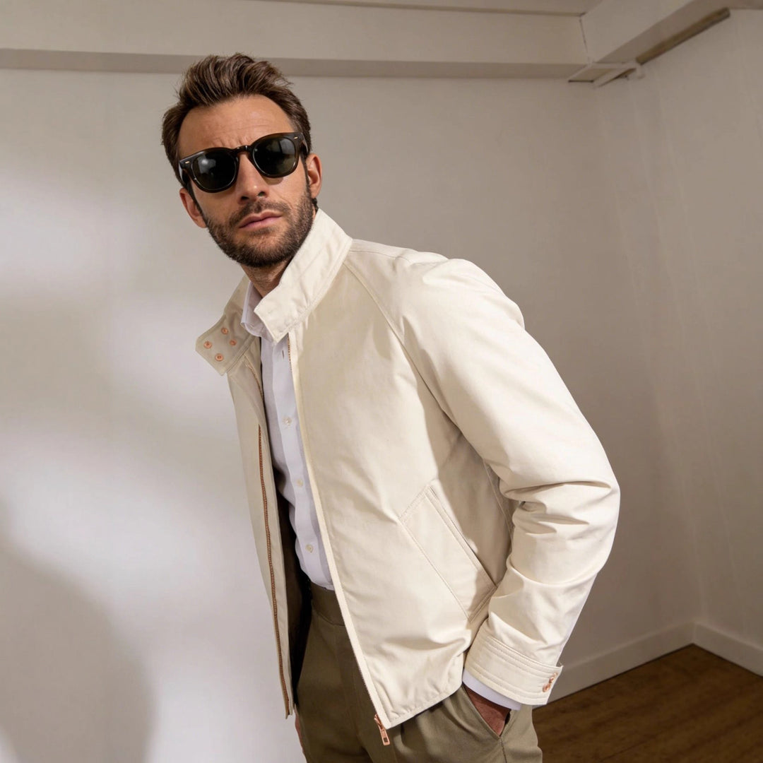 Herren Kurzjacke im Blousonstil mit Cordkragen und Metallreißverschluss Nord Taschen