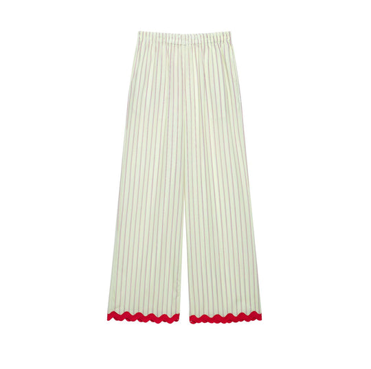 Damen Leichte weit geschnittene Loungehose mit elastischem Bund und welligem Saum Nord Taschen