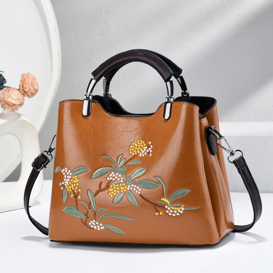 Damen Handtasche mit floraler Stickerei und abnehmbaren Schulterriemen Nord Taschen