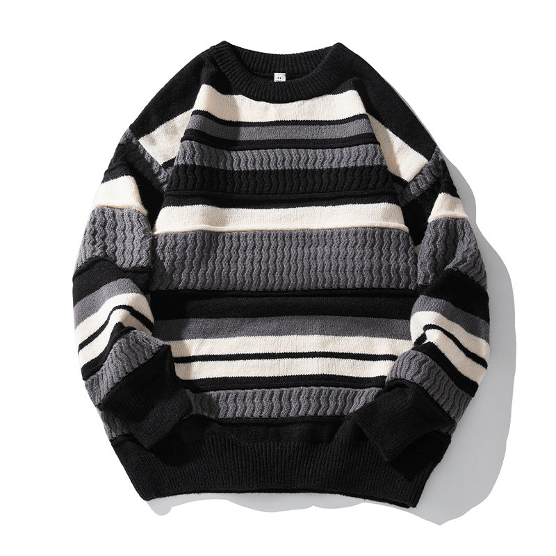Unisex Strukturierter Streifen-Strickpullover im Oversize-Relaxed-Fit Nord Taschen