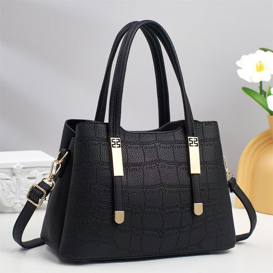 Damen elegante Handtasche mit strukturiertem Krokodil-Leder-Look und abnehmbarem Schulterriemen Nord Taschen