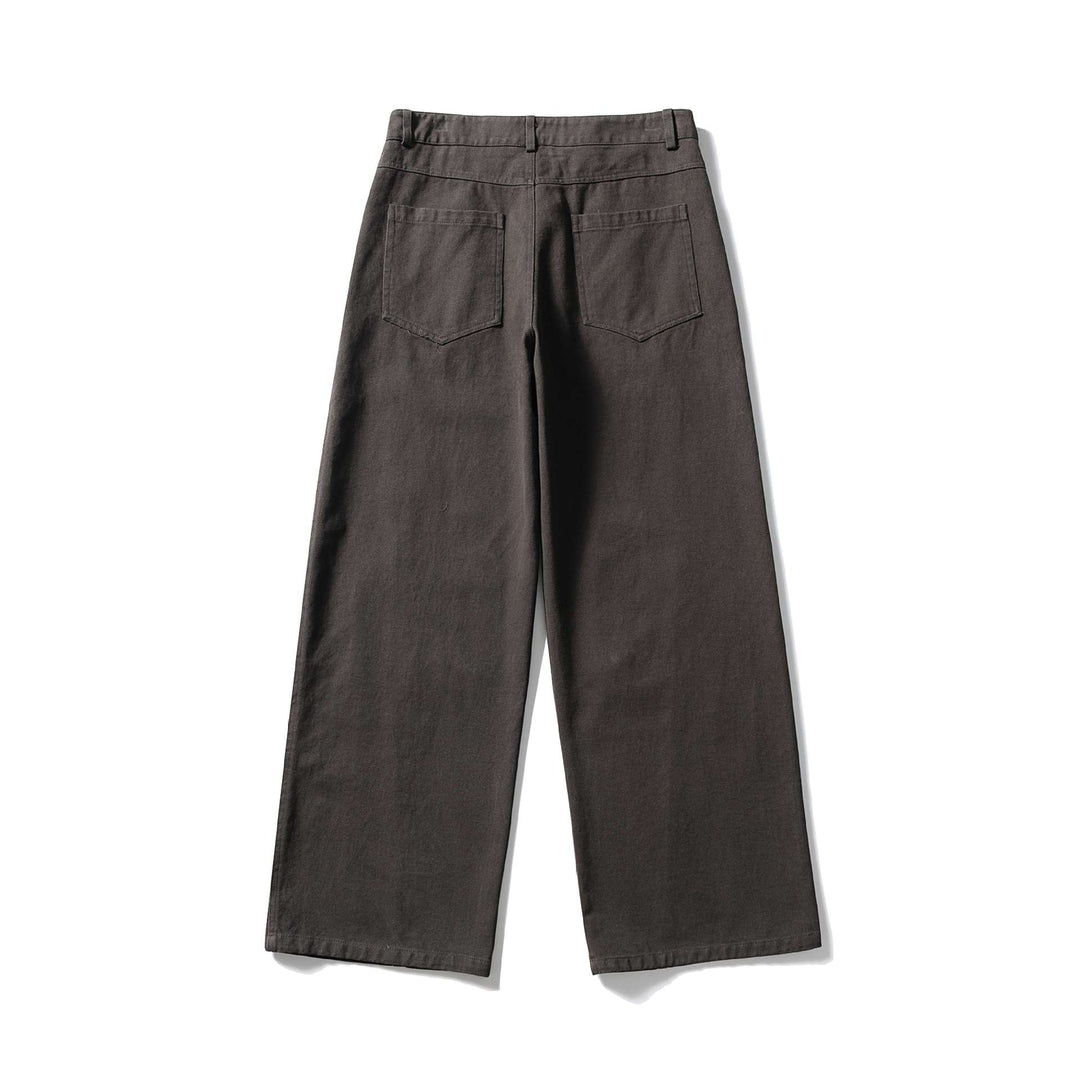 Damen Hochtaillierte weite Culotte‑Hose aus Baumwoll‑Twill mit Ziersteilnähten Nord Taschen