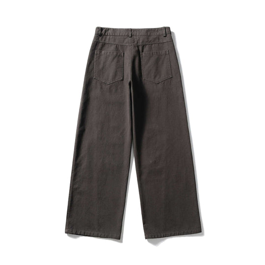 Damen Hochtaillierte weite Culotte‑Hose aus Baumwoll‑Twill mit Ziersteilnähten Nord Taschen