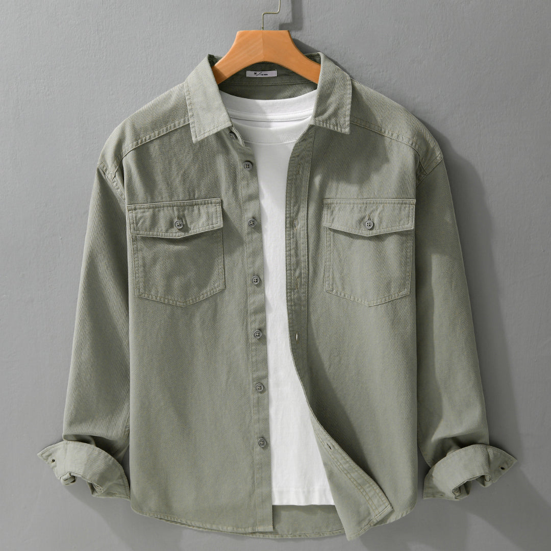 Herren Twill-Overshirt im Worker-Stil mit doppelten Brustklappen und Relaxed-Fit Nord Taschen