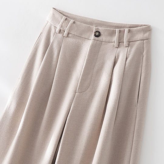 Damen Weite Bundfalten-Hochbundhose aus Wollmischung Nord Taschen