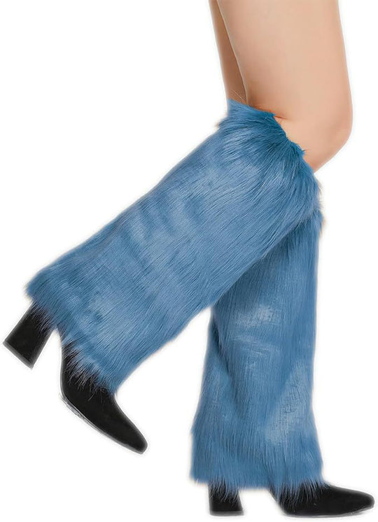 Damen lange Kunstfell‑Beinwärmer mit Shaggy‑Optik und elastischem Bund Nord Taschen