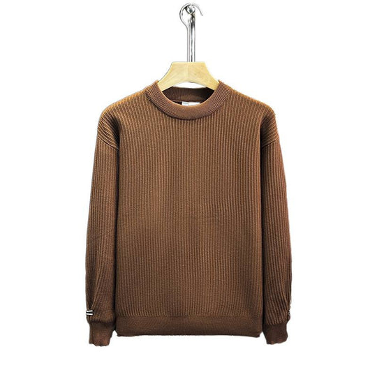 Herren Feiner Rippenstrick-Pullover mit Rundhalsausschnitt und verstärkter Schulternaht Nord Taschen
