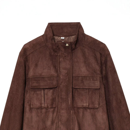 Damen Kurzer Wildlederoptik-Blouson mit Tunnelzugtaillierung Nord Taschen