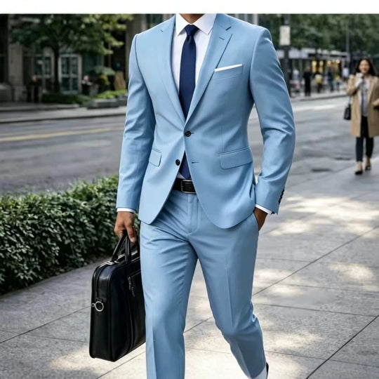 Herren Zweiteiliger Slim-Fit Businessanzug mit tailliertem Revers und schlanker Anzughose Nord Taschen