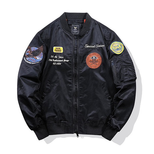 Herren Pilotenblouson mit Military‑Patches, Ärmeltasche und winddichter Nylon‑Optik Nord Taschen