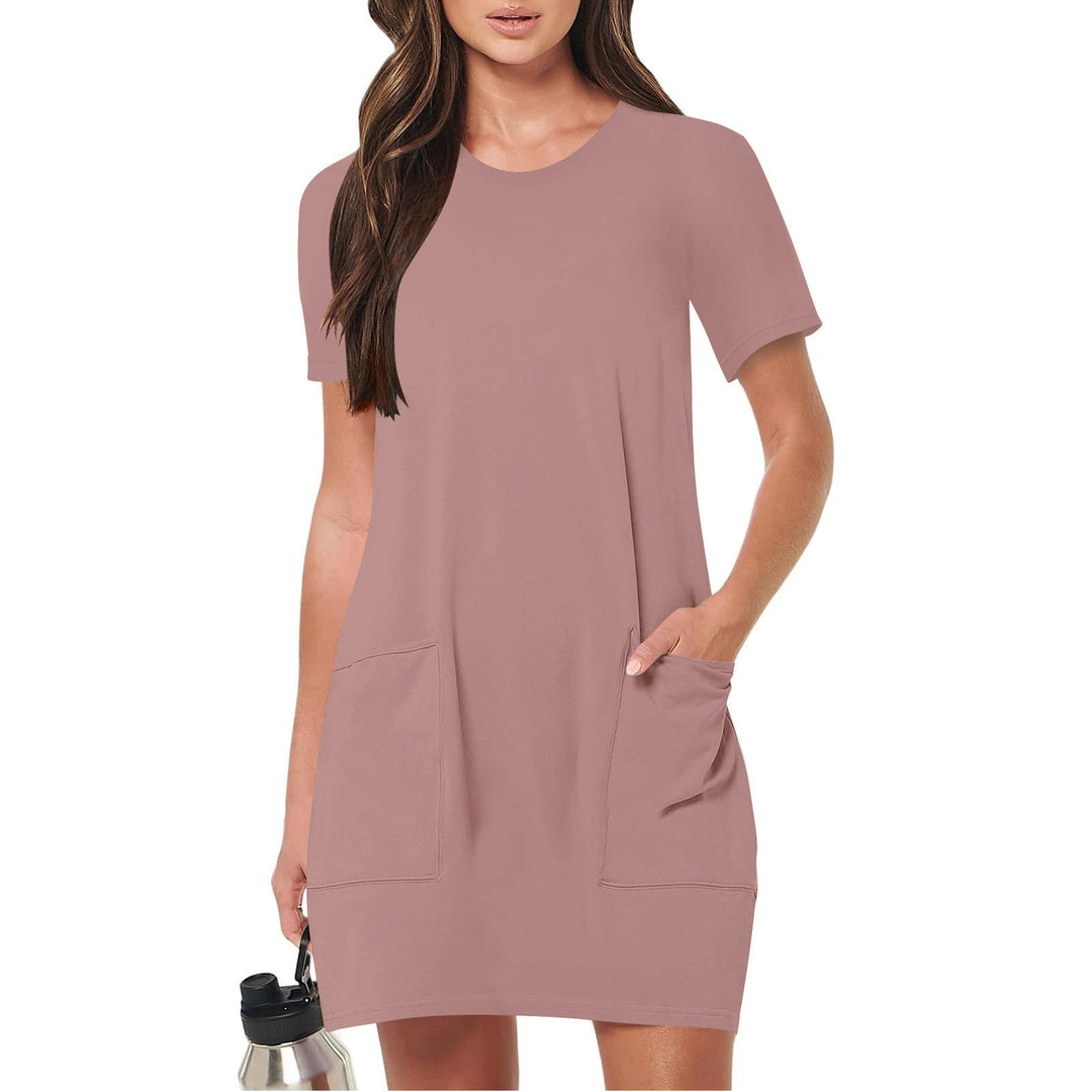 Damen lässiges T-Shirt-Kleid mit praktischen Taschen