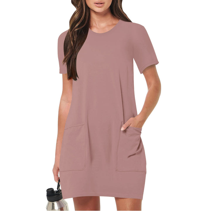 Damen lässiges T-Shirt-Kleid mit praktischen Taschen