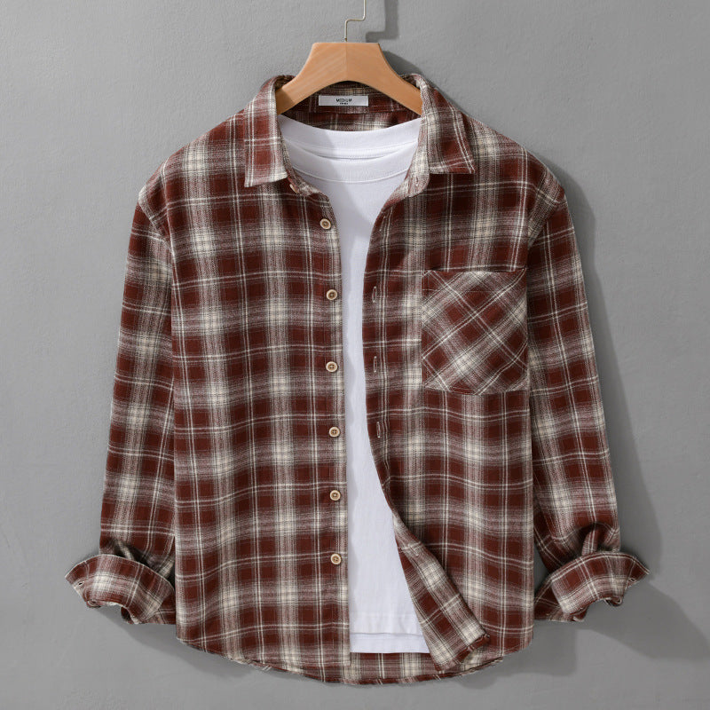 Herren Kariertes Flanell-Overshirt mit weicher Baumwollstruktur, Brusttasche und Relaxed-Fit Nord Taschen
