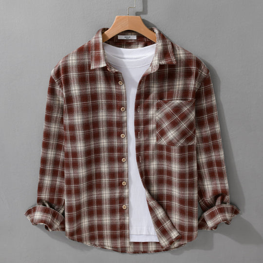 Herren Kariertes Flanell-Overshirt mit weicher Baumwollstruktur, Brusttasche und Relaxed-Fit Nord Taschen