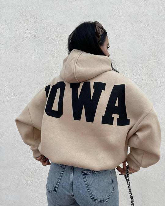 Damen Oversized Cropped Hoodie mit großem Lettering, Kapuze und relaxed Fit Nord Taschen