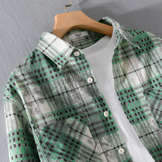 Herren kariertes Flanellhemd mit aufgesetzten Brusttaschen und relaxed Fit Nord Taschen