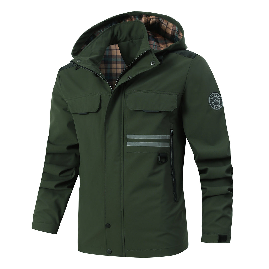 Herren Wasserabweisender Softshell-Parka mit Kapuze, reflektierenden Einsätzen und Multifunktionstaschen Nord Taschen