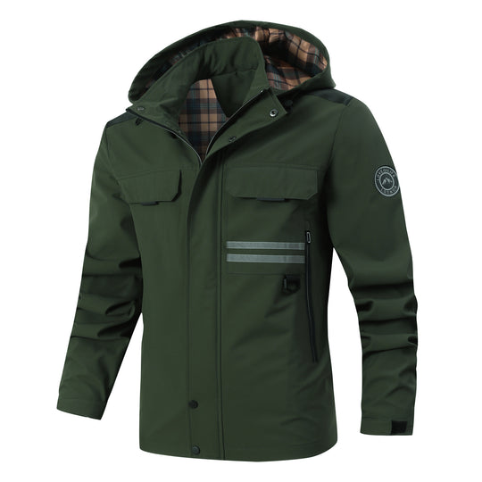 Herren Wasserabweisender Softshell-Parka mit Kapuze, reflektierenden Einsätzen und Multifunktionstaschen Nord Taschen