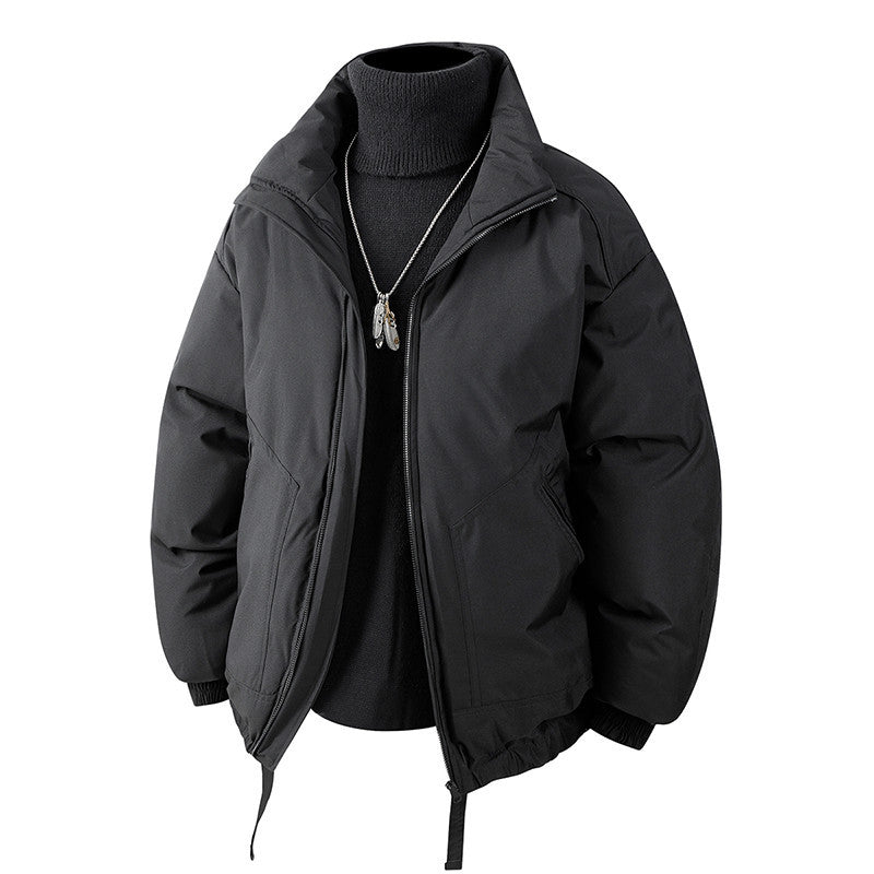 Herren Oversized Thermo‑Steppjacke mit hohem Kragen, Reißverschluss und Tunnelzug Nord Taschen